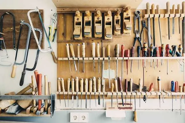 woodworking-tools-stored-in-garage Tools stored in a garage